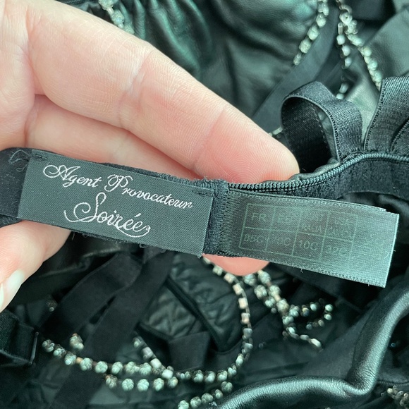 Agent Provocateur Soiree Black Leather Swarovski Cosima Bra Corset Panty Vintage - Picture 11 of 15